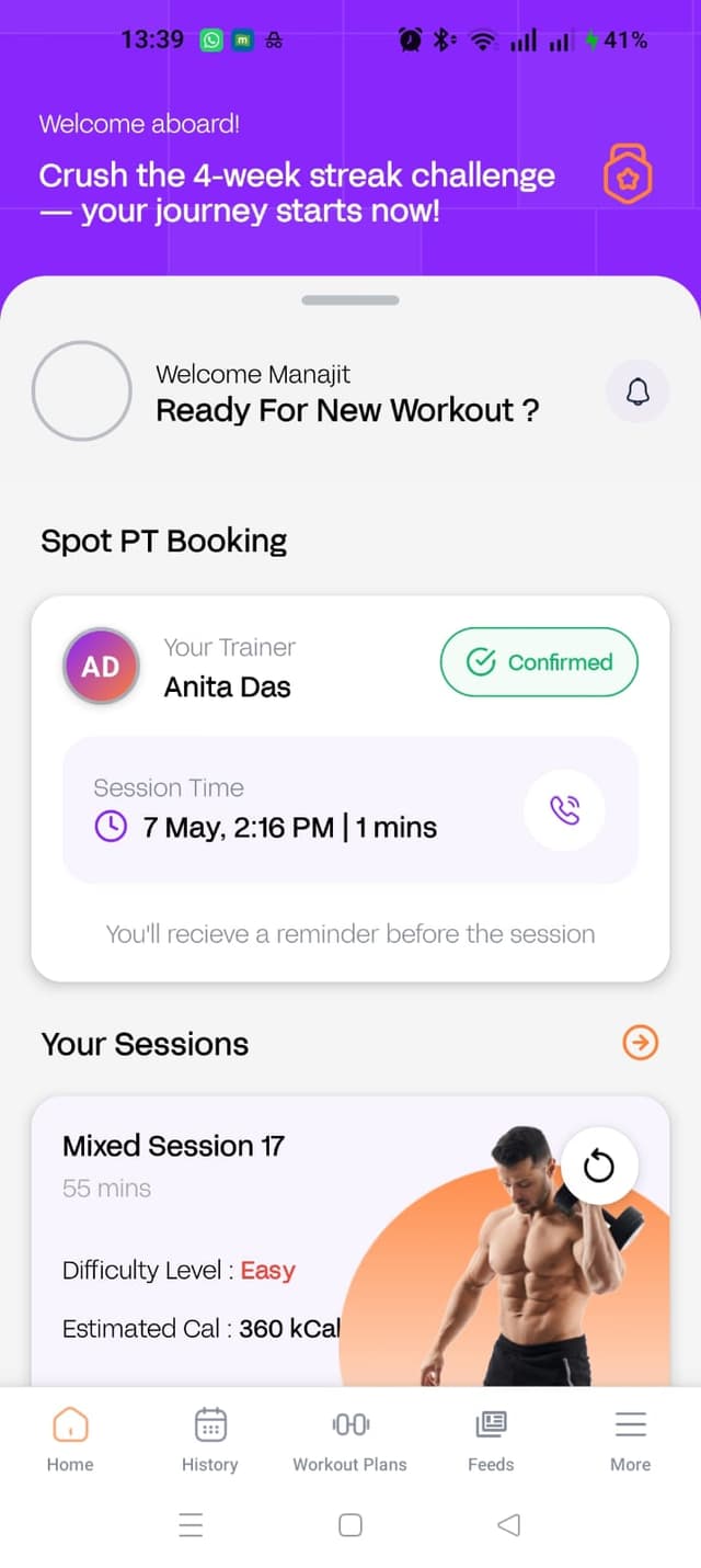 FitCompass member app home screen